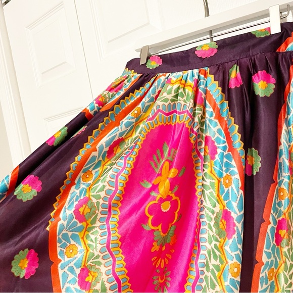 Vintage Paisley Print Boho Maxi Skirt Size Large 70s Psychedelic Colorful - Picture 6 of 12